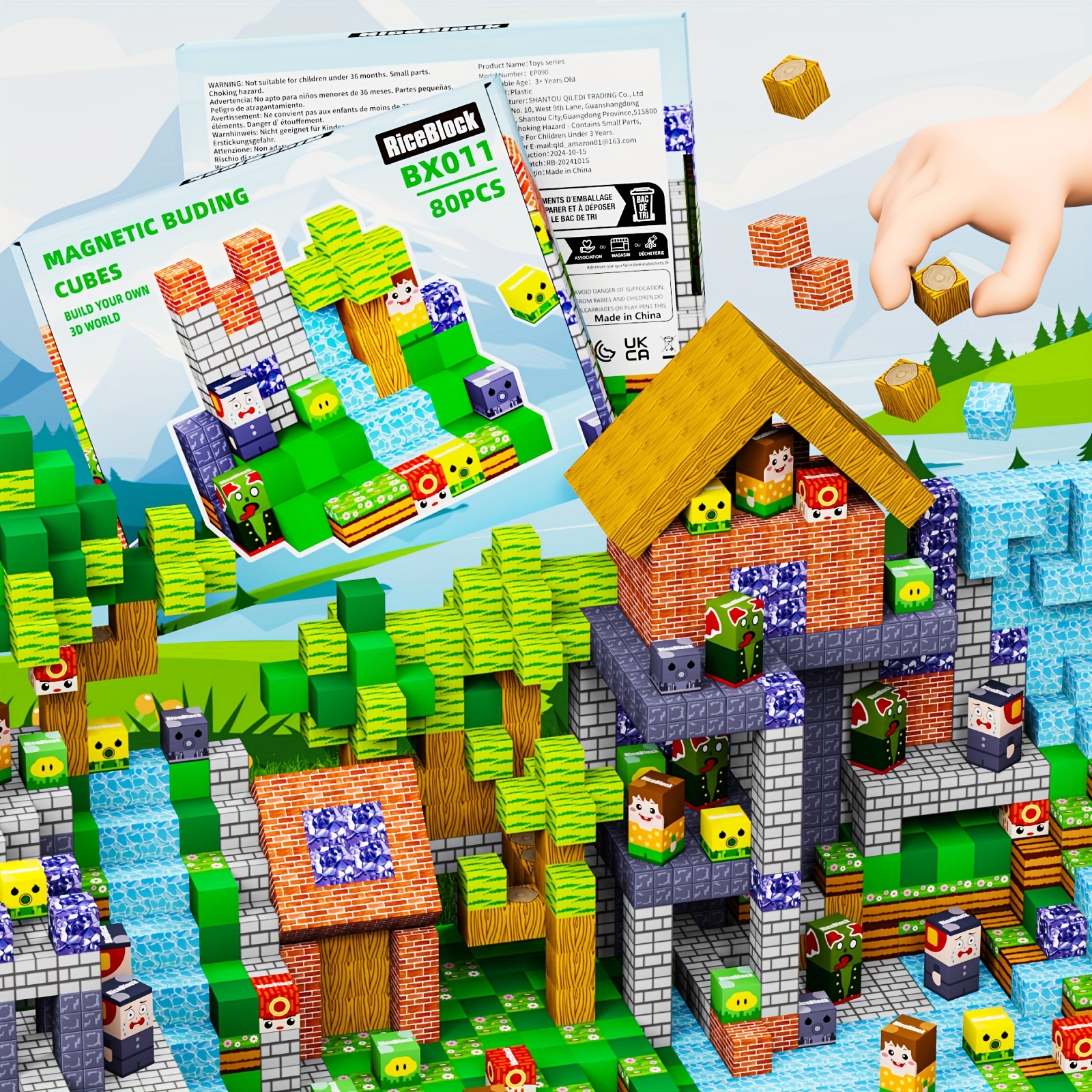 Magnetic Building Blocks - Build Fun Sets, Magnetic Building Blocks for Children STEM Sensory Outdoor Toys, Suitable for Children Aged 3 And Above, 4-6, 6-8, 5-7, 80pcs