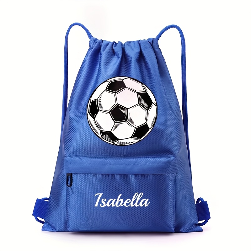 TEMU Personalized Football Custom Letter Drawstring Gym Bag, Large Capacity Fashion Backpack, Multiple Colors Cycling Bag, Suitable For Holiday,