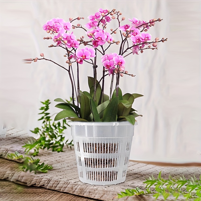 

4pcs Modern Transparent Orchid Pots With Drainage Holes - Breathable Plastic, Indoor & Outdoor Use, 6.3"/7.48" Diameter, Pots For Indoor Plants