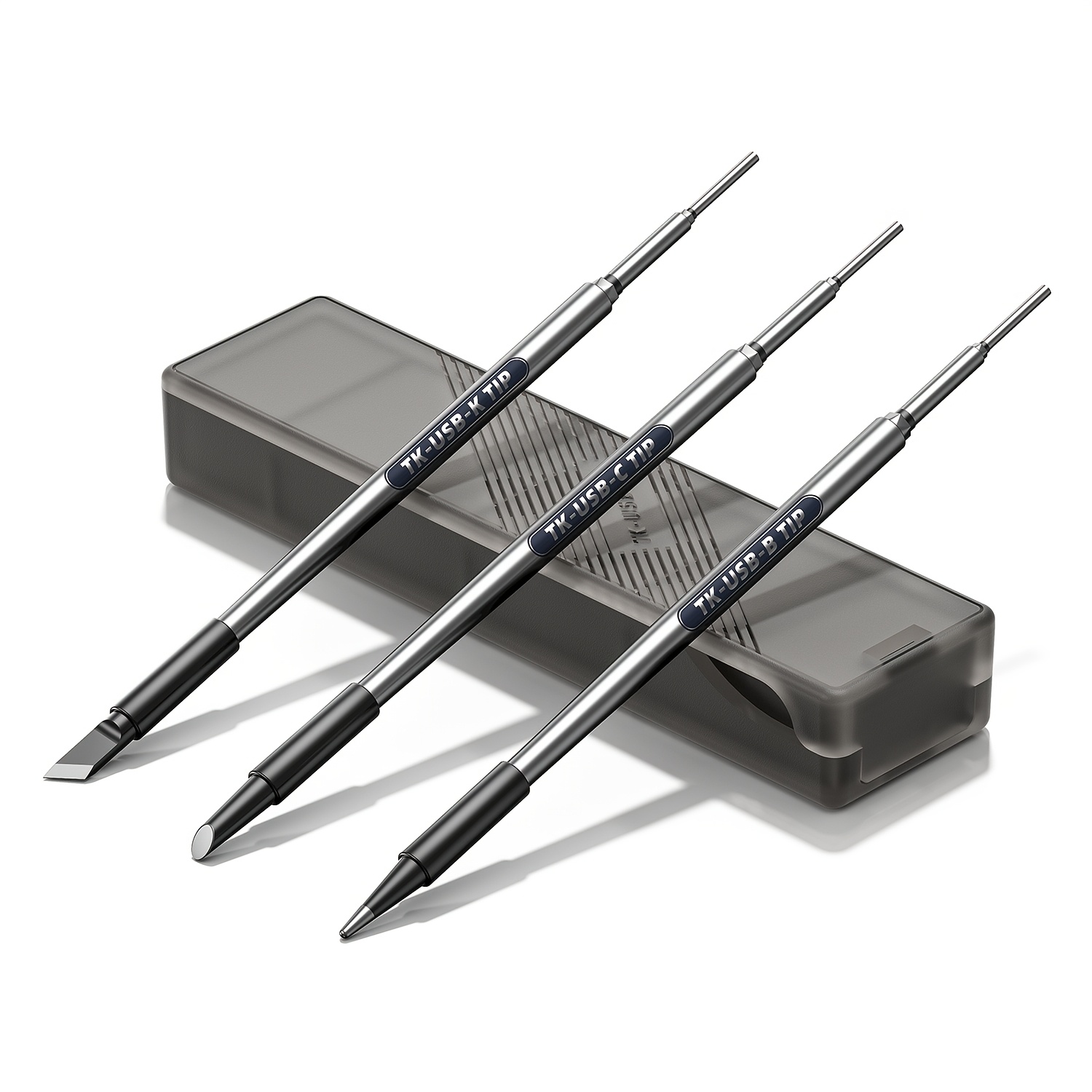 Set Of 3 Usb Soldering Tips: Horseshoe, Round, And Welding Tips, Featuring A Built-in Heating Element