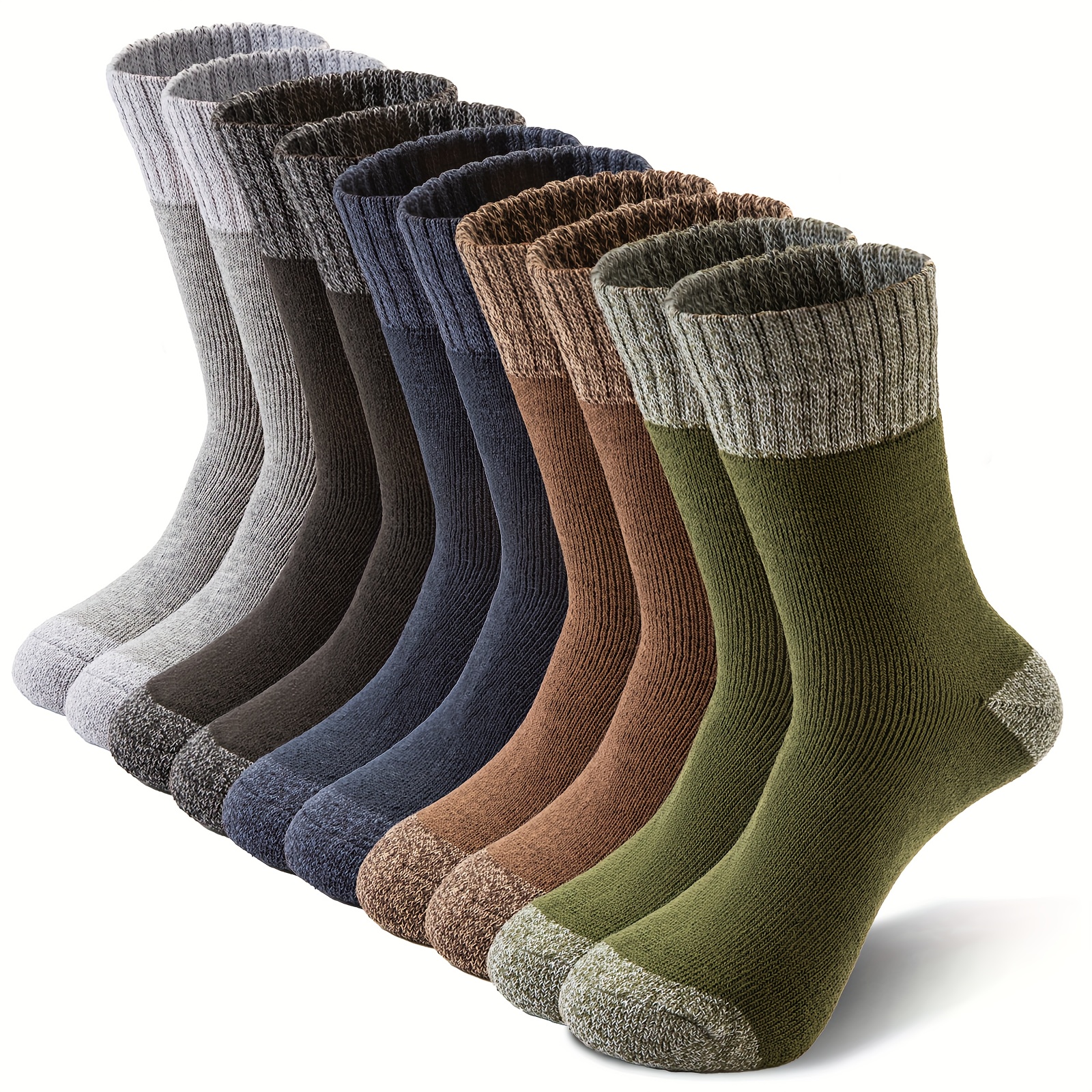TEMU 5 Pairs Men's Winter Thick Warm Sports Socks Towel Socks Cold Riding Mid-calf Socks Easter Gift Suitable For Outdoor Activities Running Hiking