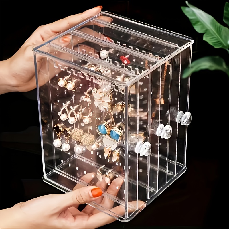 1pc transparent jewelry organizer with hanging display stand   earrings necklaces bracelets accessories storage box dustproof design ideal gift for valentines day christmas father s day halloween best present for     Product details 5