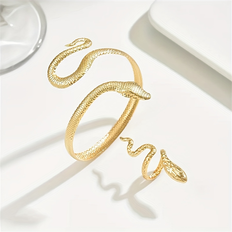 Image of 2pcs Snake Year Women's Jewelry Set, Edgy Gothic Style, Suitable For Parties And Daily Wear