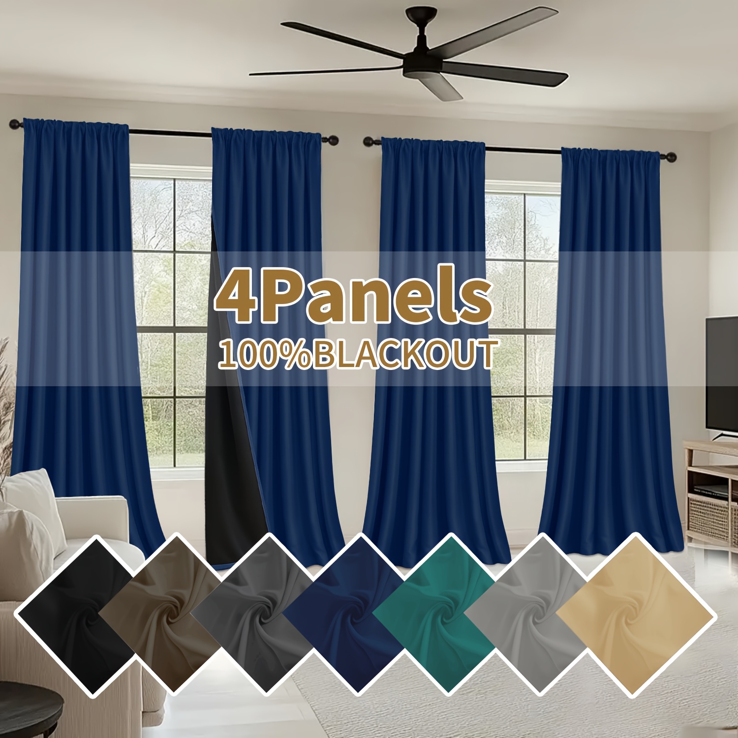 dark blue curtains sold on Temu United States, image size:1500x1500