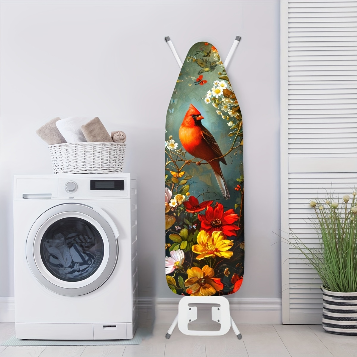 

Bird Pattern Ironing Board Dust Cover With Elastic Drawstring - Easy Fit, Scorch-resistant, 3 Fasteners - Polyester, Large Appliance Accessory