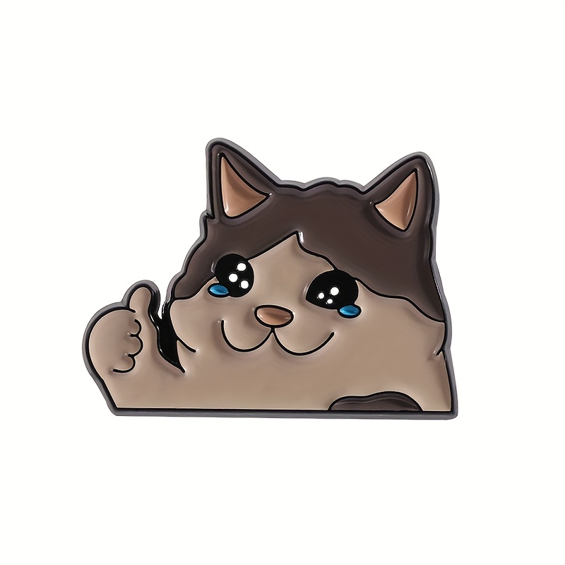 TEMU 1pc Adorable Cartoon Cat Enamel Brooch - Cute Praise Badge For Clothing, Backpacks & Hats, Mixed Colors, Alloy Material - Ideal Gift For