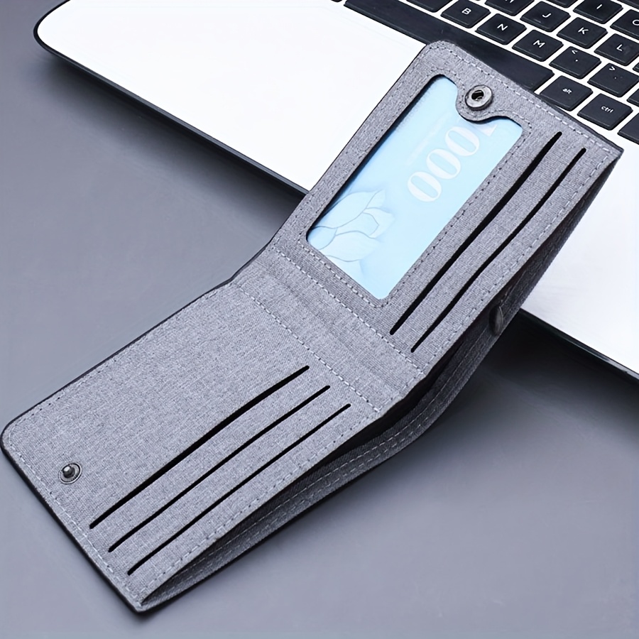 1 billetera de lona para hombre con estampado de dinosaurio, diseño casual de doble pliegue, ligera con cierre de presión, forrada de poliéster, varias ranuras para tarjetas y bolsillo para monedas, estampado de animal a la moda, ideal regalo para él
