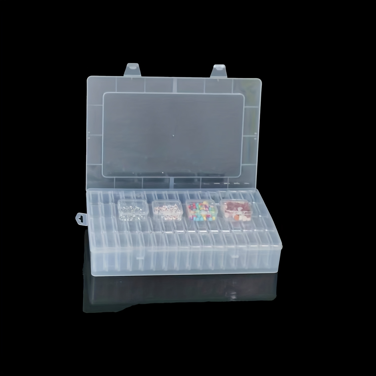 64pcs mini transparent plastic storage boxes with hinged lids ideal for bead organization   making craft projects 13 3x9x1 5 inches craft storage transparent storage box secure closure box Product details 2