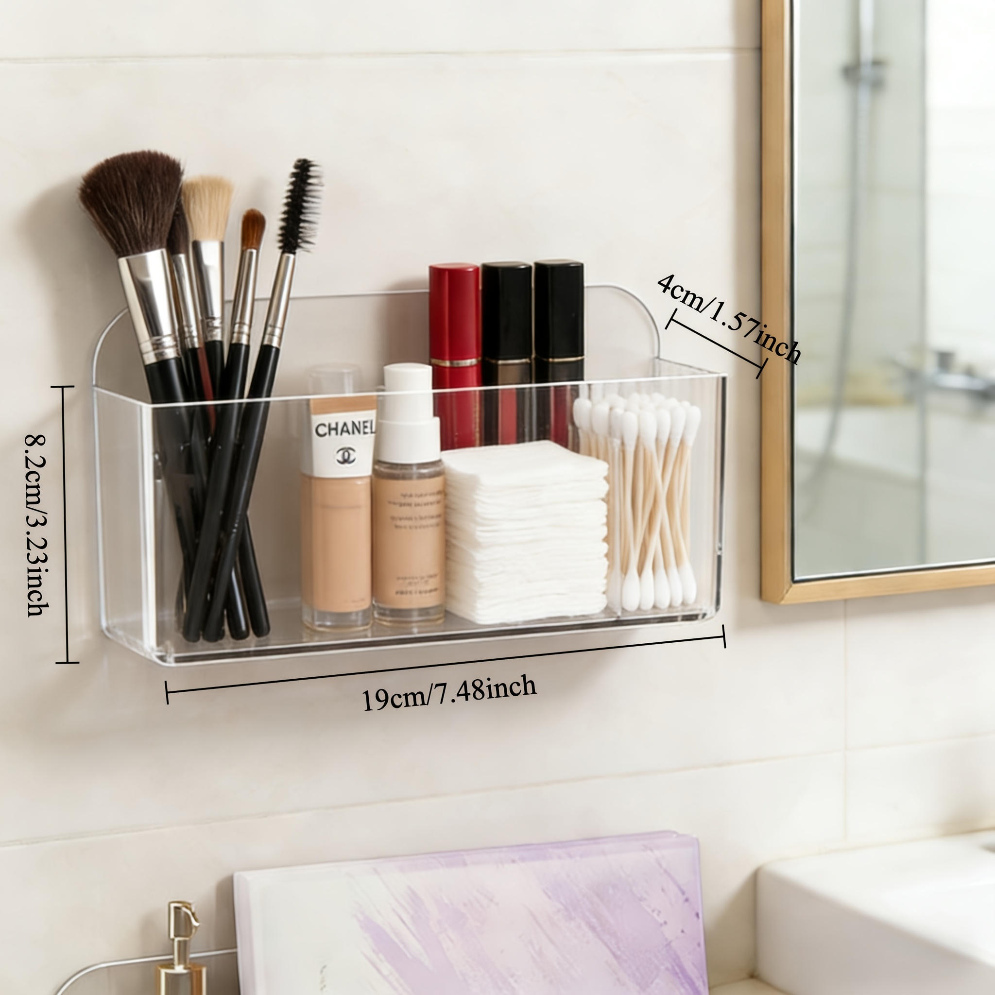 E-shop Acryl-Kleb-Wandregale, werkzeuglose schwebende Regale mit starkem Klebeband, unsichtbarer durchsichtiger Wandhalter-Organizer Aufbewahrungsregal