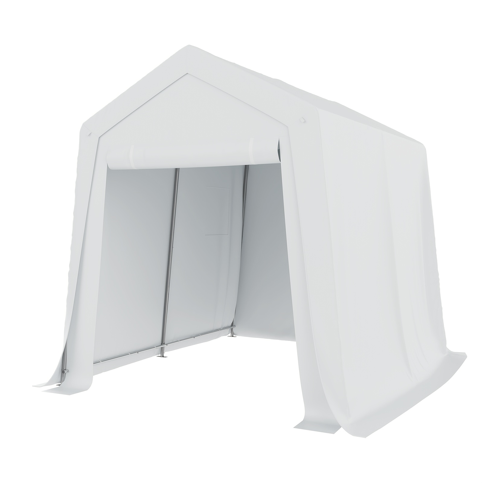 TEMU Ulsmvoc 1.8 X2.4 Storage Canopy, Sturdy Portable Carport, Quick Setup Garage Shed For Tractor, Lawn Mower & Equipment, White
