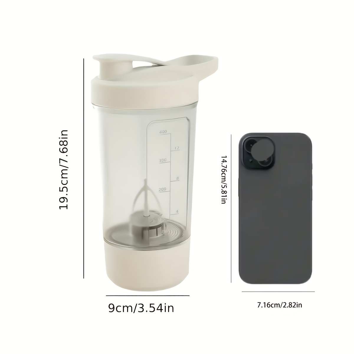 1pc Taza Mezcladora Eléctrica Portátil USB - Operación Automática con Un Toque, Transparente con Marcas de Medición, Mini Batidora de Mano de PP Grado Alimenticio para Leche/Proteínas, Café, Batidos, Mezcla Rápida (USB, No)