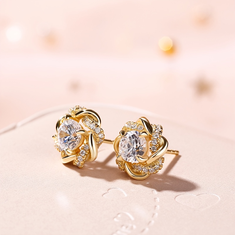 Vintage Floral Stud Earrings, Delicate Women's Jewelry