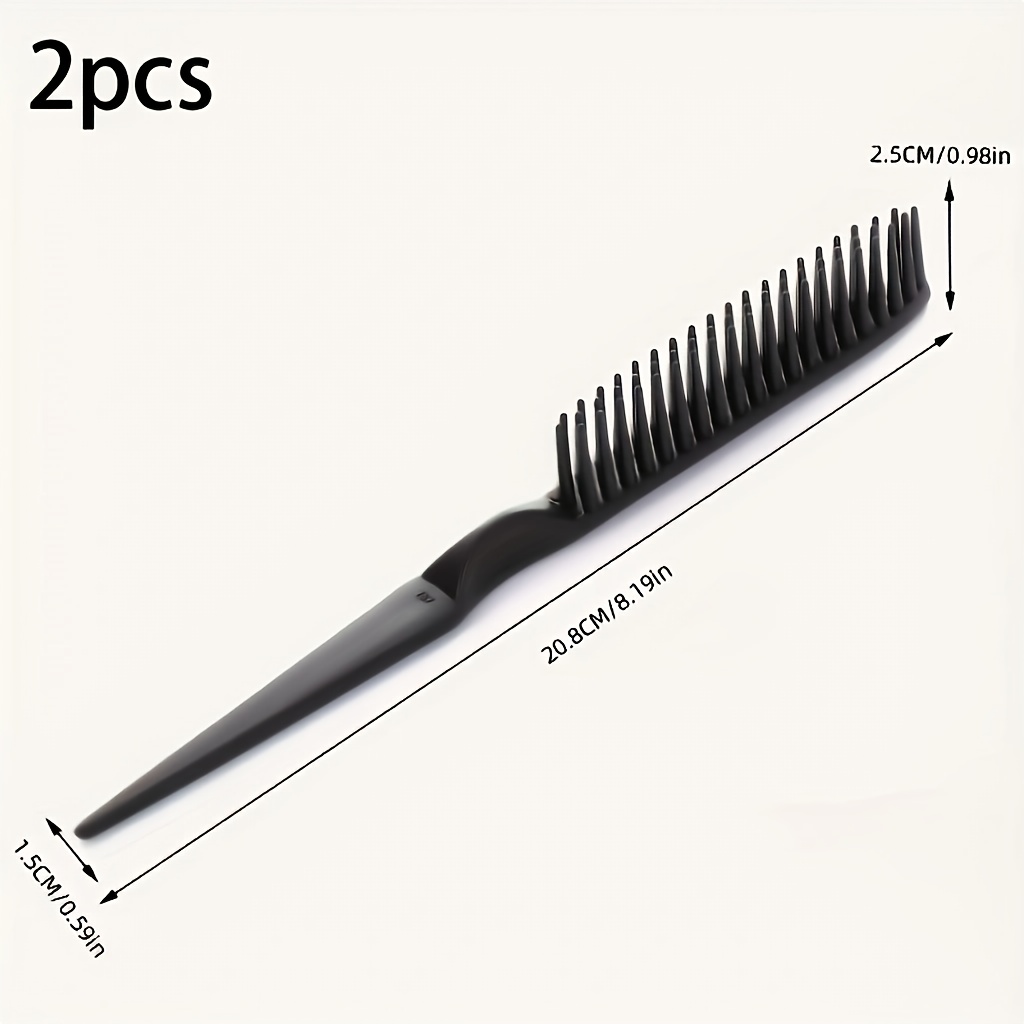 TEMU 2pcs Anti-static Hairbrush Set, Plastic Bristles, Abs Plastic Handle - Suitable For Straight Hair Combs | Portable And Easy To Carry |