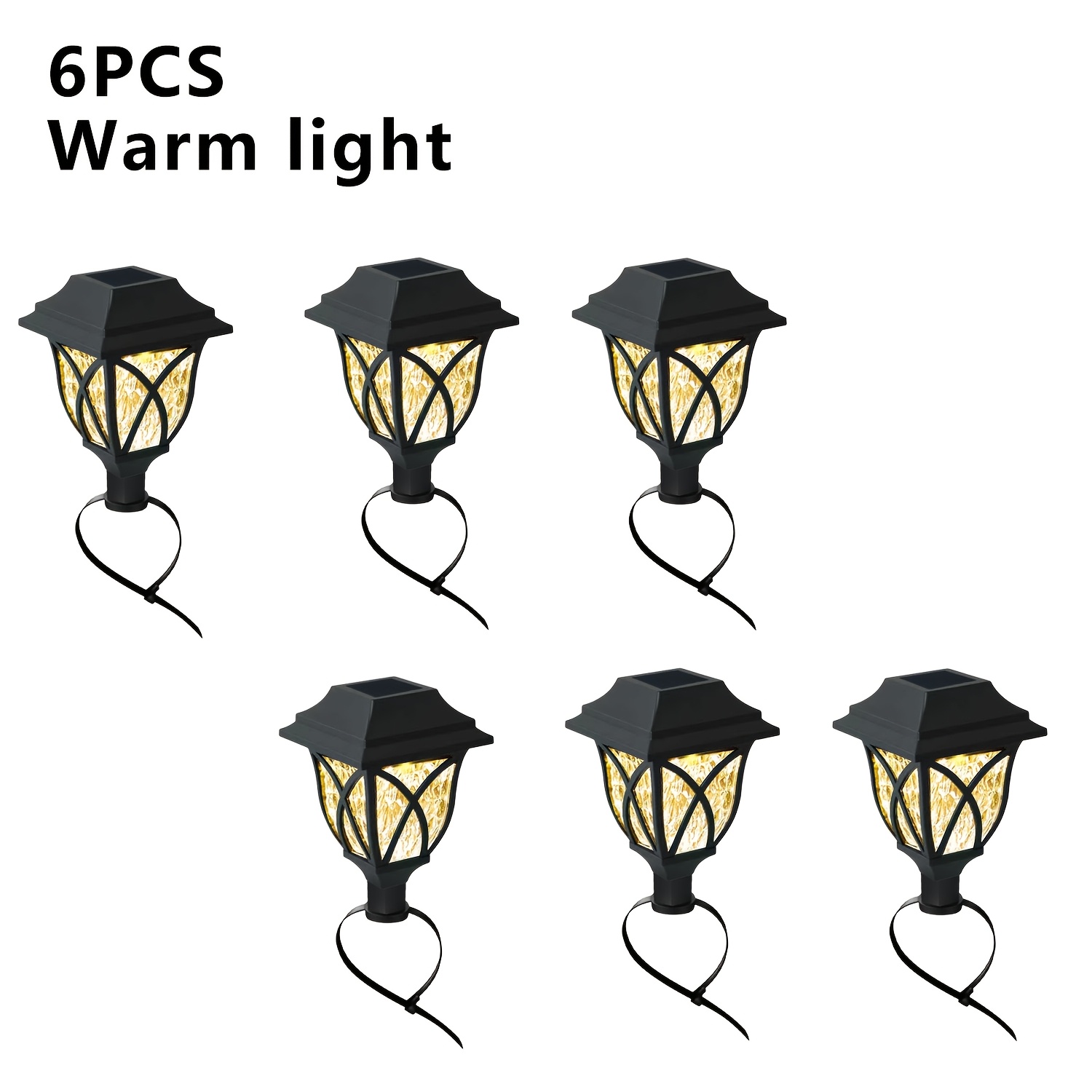 E-shop 6er-Set Solar-Kabelbinder-Lichter, Solar-Retro-Quadratlichter, geeignet für Wälder, Höfe, Wege, Gärten, Außenbereiche, Heimbeleuchtung,