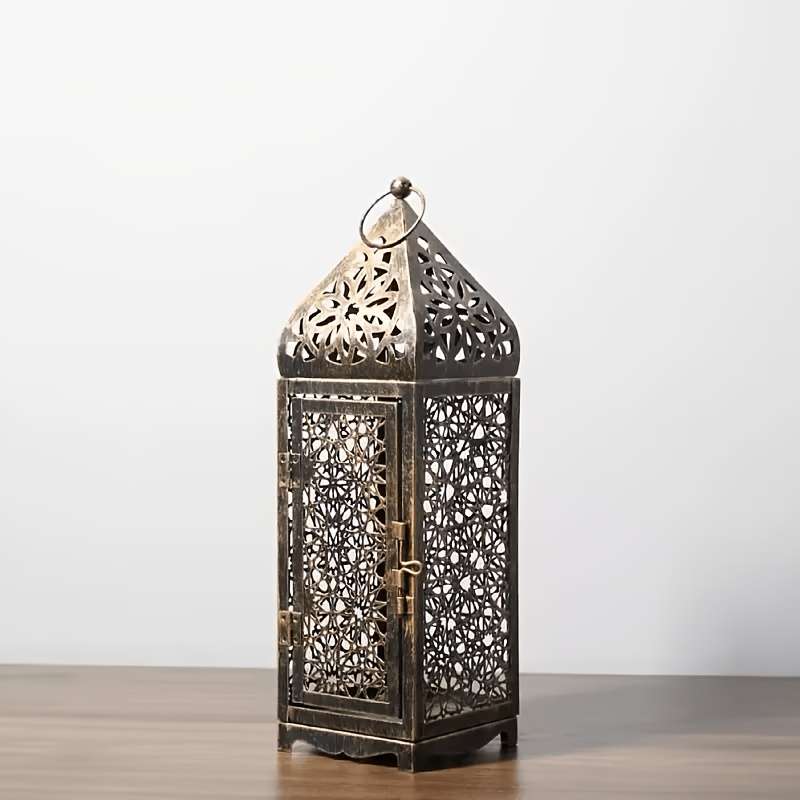 TEMU 1pc High-end Moroccan- Lantern, Hollowed-out Projection Candlestick, Halloween, Christmas, Valentine's Day And Thanksgiving Festival Table