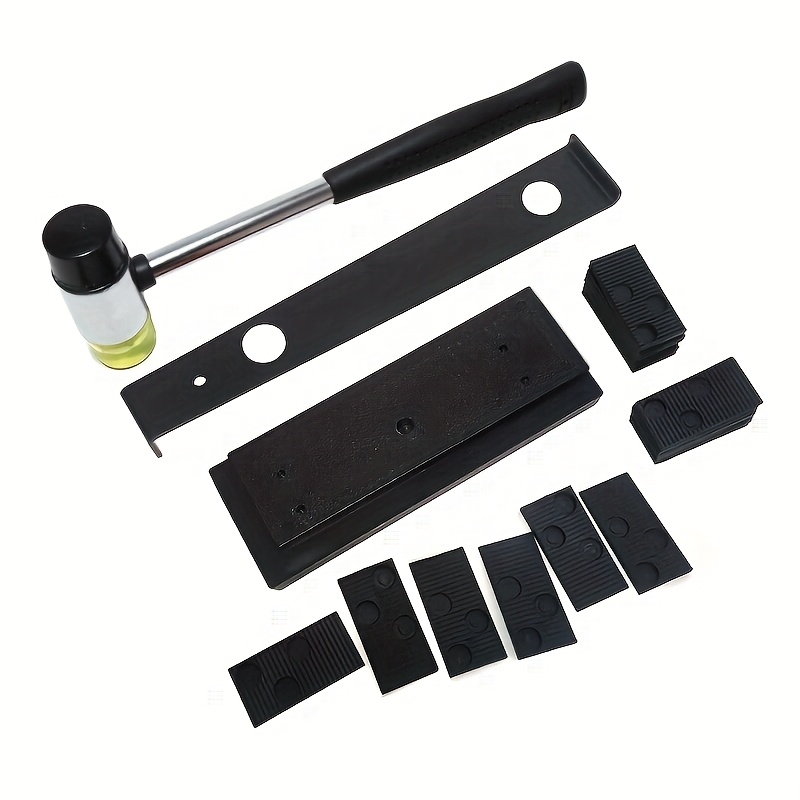 E-shop 43-teiliges Bodenwerkzeug-Set Bodeninstallation Kit Schwarzer Quadratischer Klopfblock Bodendichtung Gummihammer Federhaken