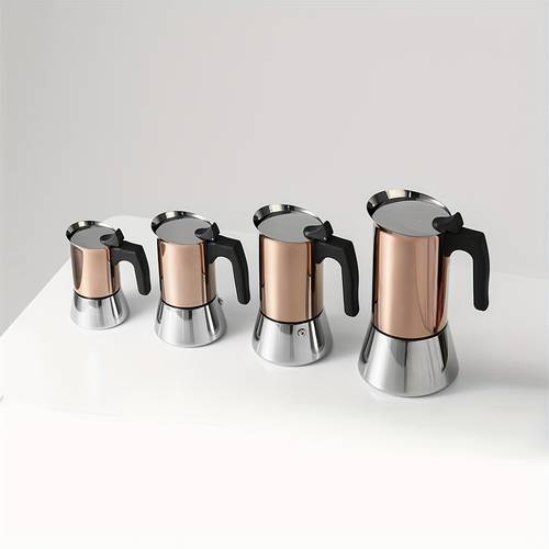 bronze rose gold plated espresso maker pot 304 stainless steel gold plated model used on ceramic stove suitable for home office camping and workplace luxury texture