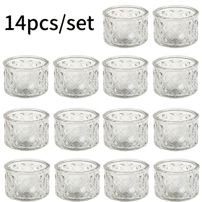 TEMU 14pcs Bohemian Style Transparent Glass Candlesticks, Suitable For Wedding Table Decoration, Bridal Parties, Christmas, Valentine's Day, Mother's