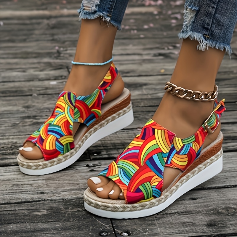 TEMU Chaussures pour femmes, sandales d'été à semelle épaisse et talon épais, sandales de mode avec robe, sandales de plage polyvalentes pour femmes,