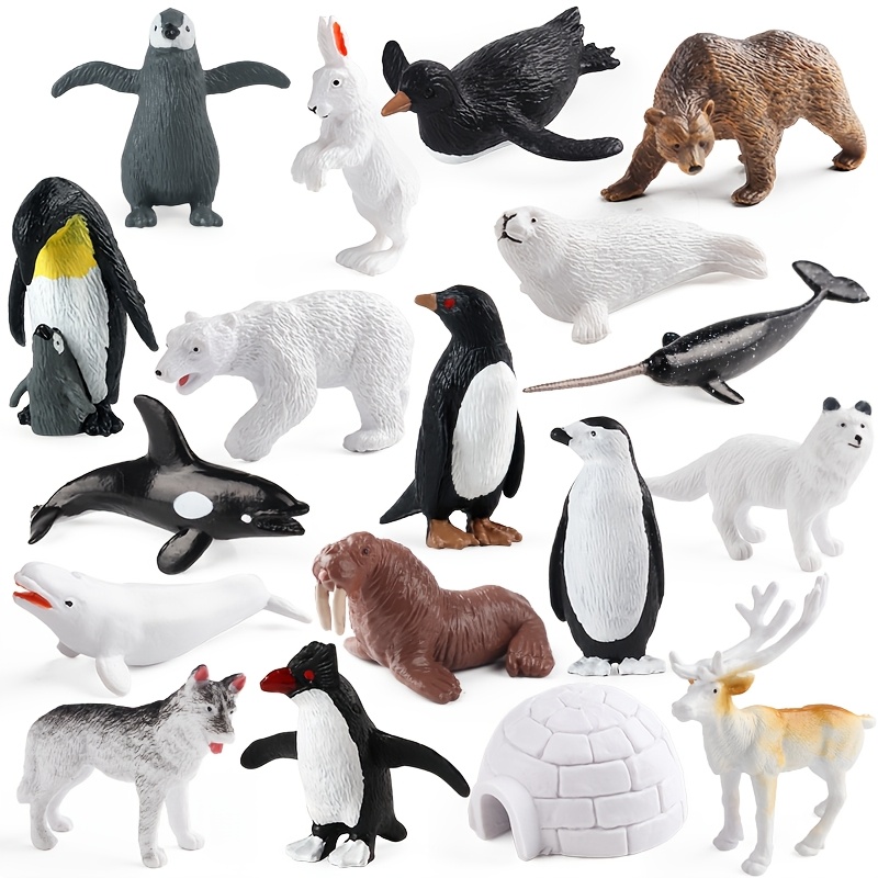 TEMU Juego de 18 piezas de peluches de animales polares, , oso, zorro, , decoraciones para fiestas de Navidad, regalos de Navidad y de para niños