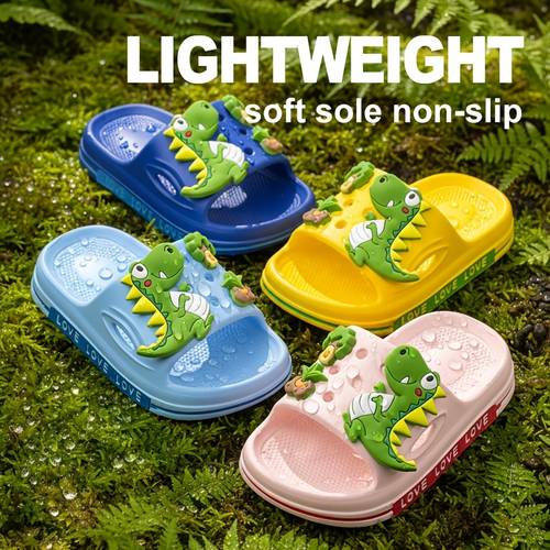 boys new fashionable cute slippers eva cartoon pattern green casual lightweight anti slip breathable wading shoes for hiking outdoor trekking vacation beach spring summer