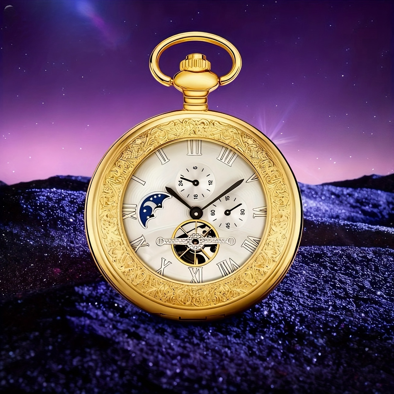 reloj bolsillo mecánico vintage hombre esfera celestial sol Temu