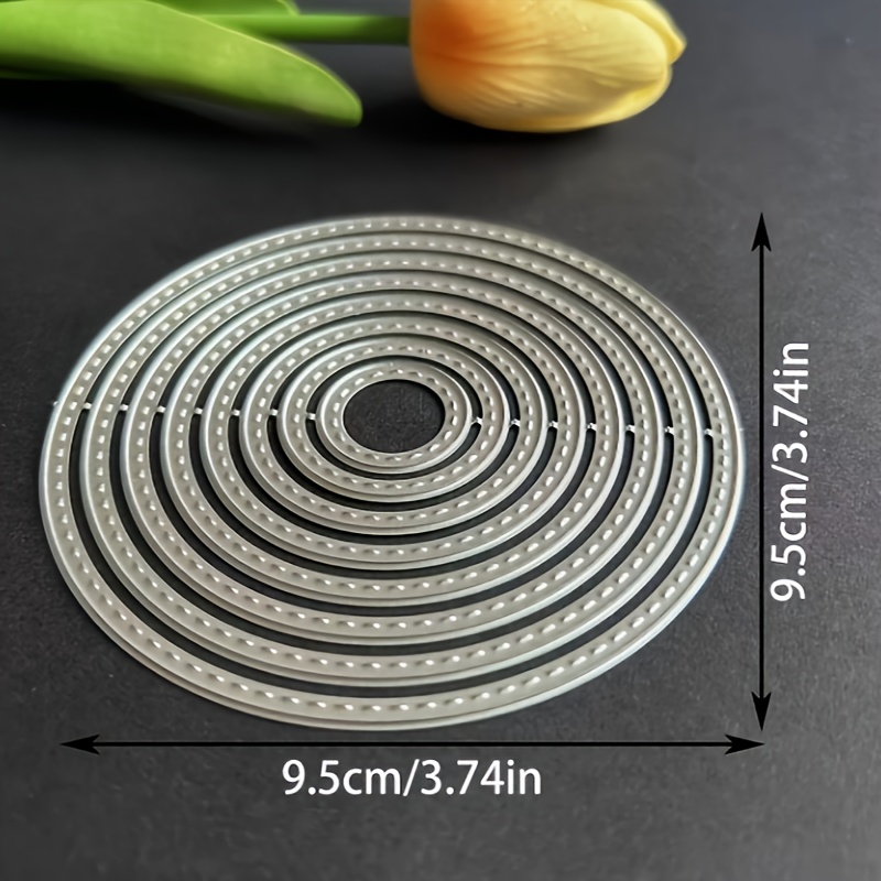 1pc Round Stencil For Diy Album Paper Card Template Die With Button Metal Cutting Die