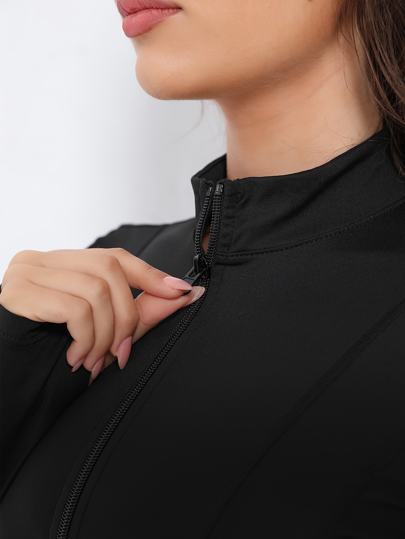 Women's Solid Color Long Sleeve Athletic Top Thumb Hole Full