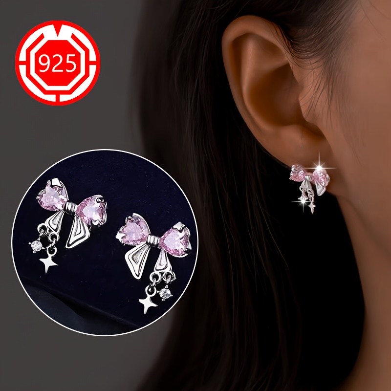 925 Silver Hypoallergenic Bow Ballet Style Earrings