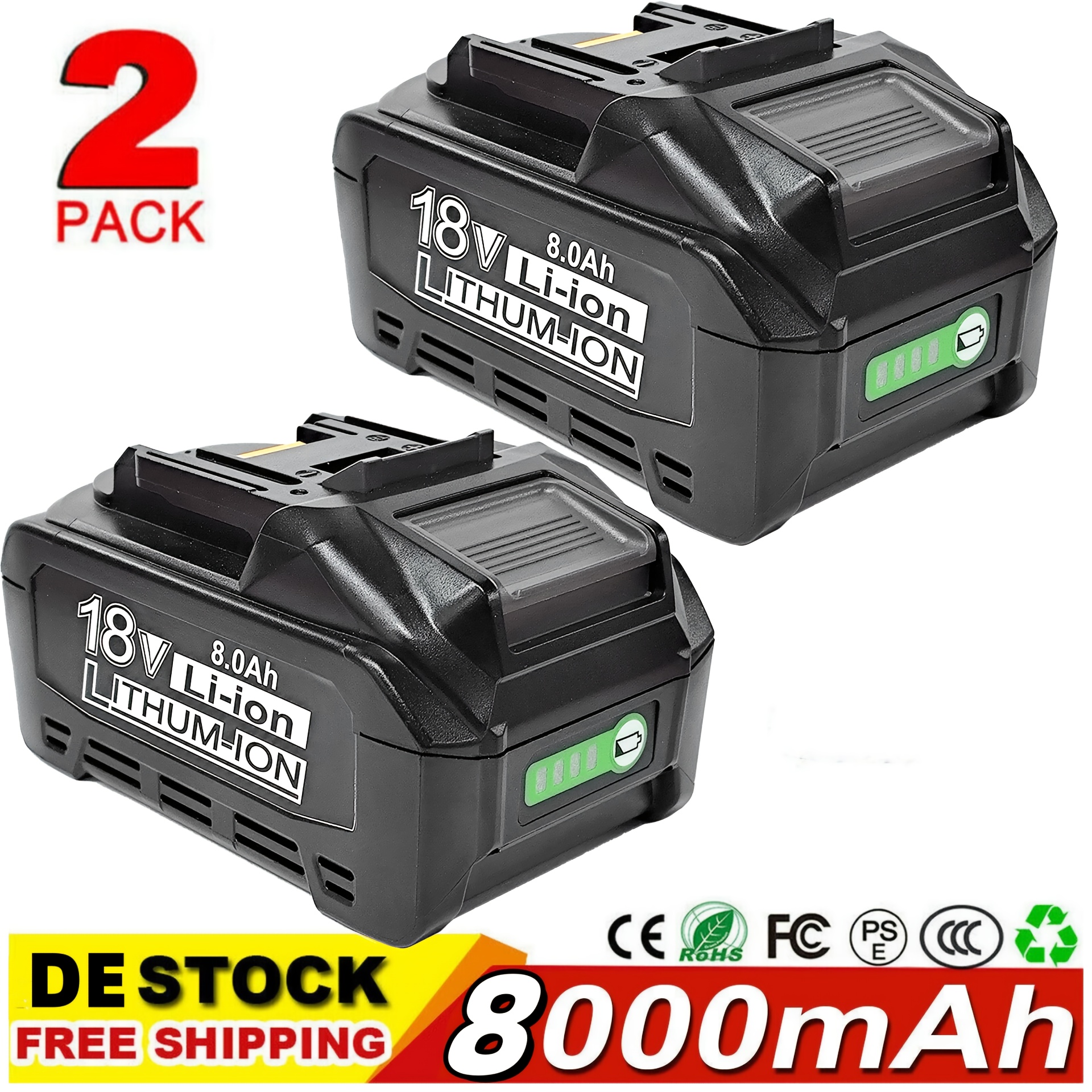 Image of For Makita 2 X 8.0ah Bl1860b Battery Replacement For Makita 18 Volts Bl1860 Bl1820 1830b 1840b 1850b Bl1825 194309-1 194205-3 194204-5 Lxt400, For Makita Charger And Tools
