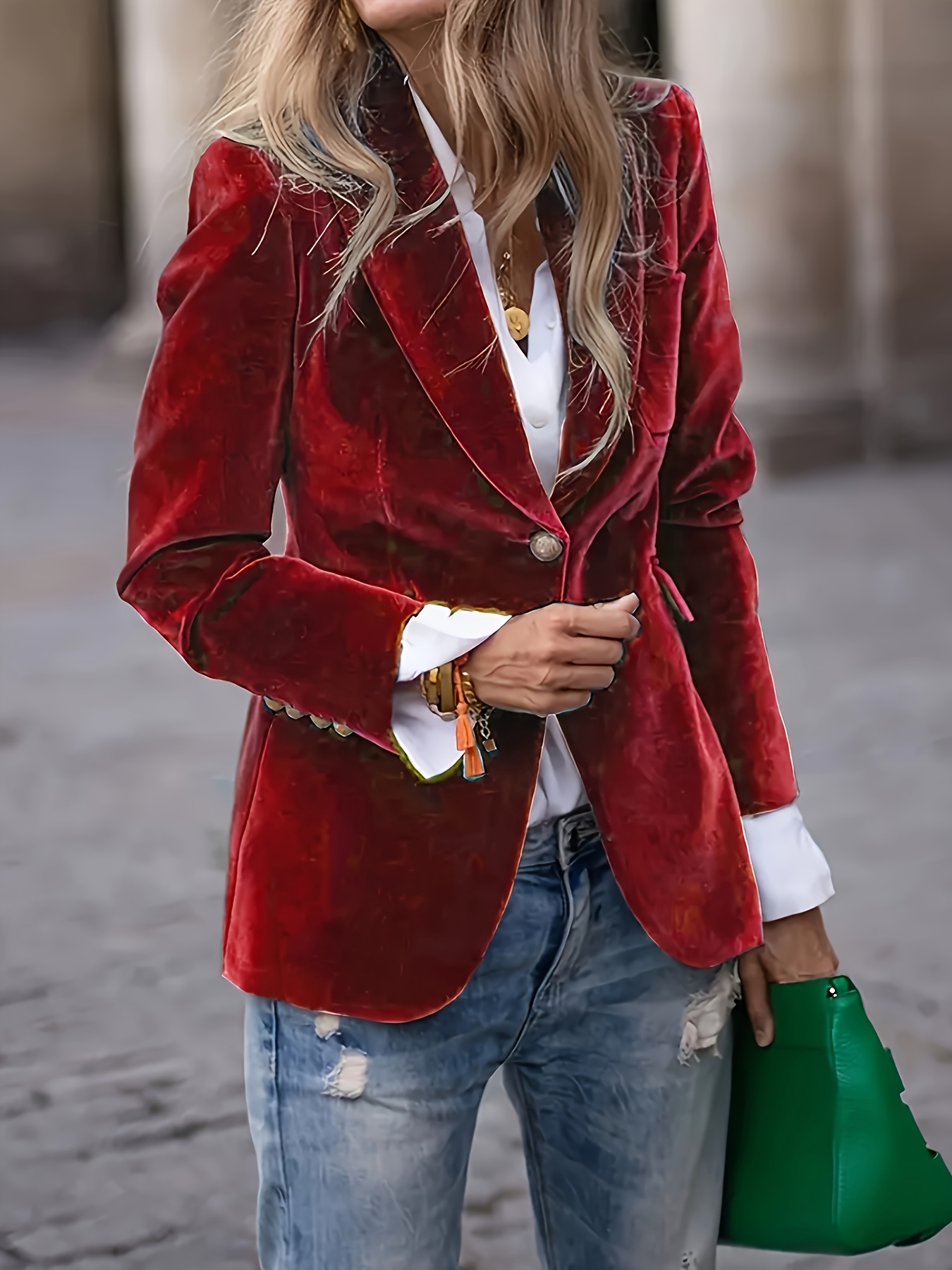 Blazer Femme En Velours – Veste De Bureau élégante – Manches Longues – Pour Hiver Et Occasions Chic
