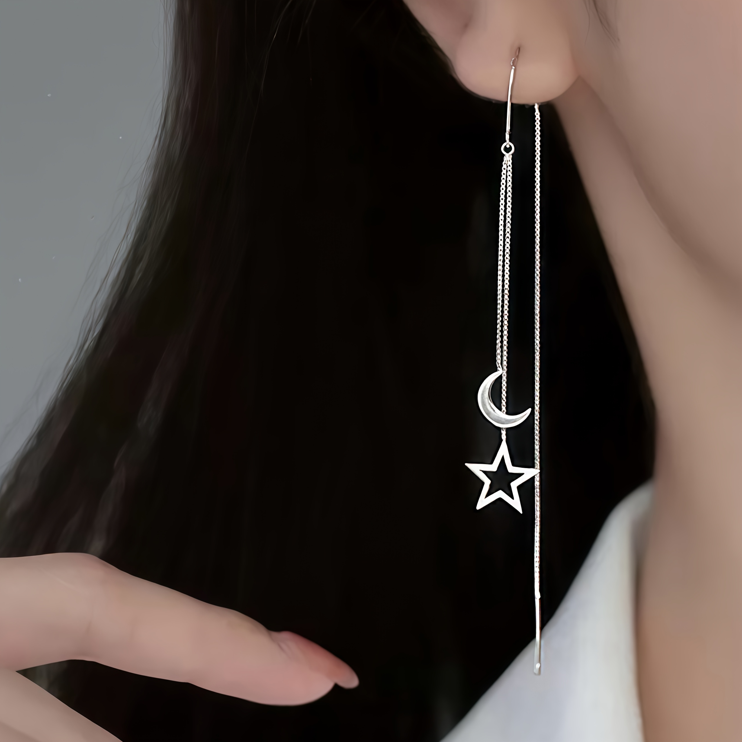 TEMU Pendientes hipoalergénicos de acero inoxidable con borlas de estrella estilo coreano, cómodos y versátiles, y elegantes, pendientes de mujer de