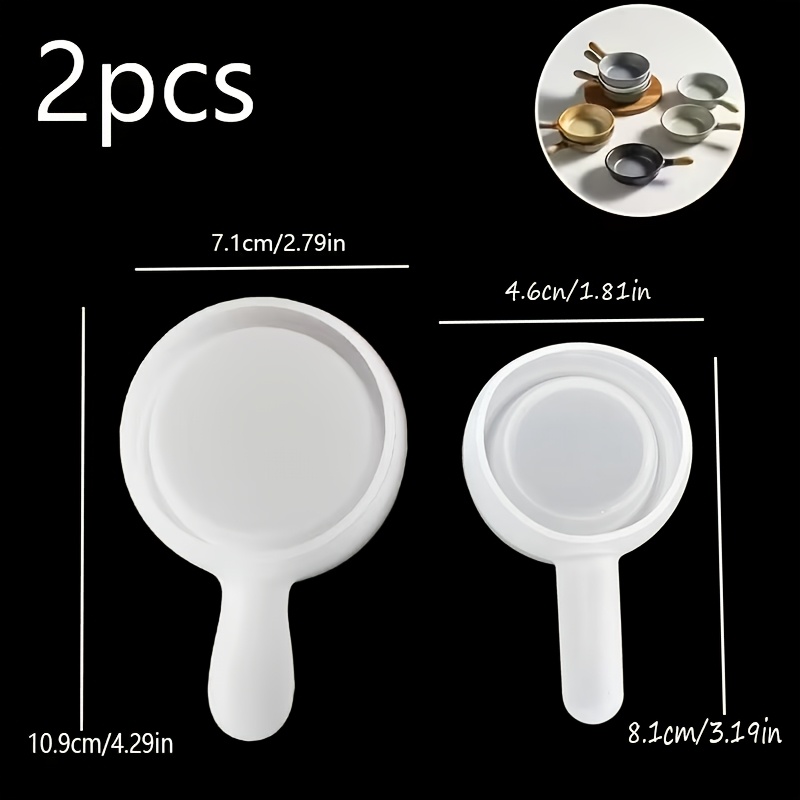 TEMU 2pcs Resin Silicone Mold, Mini Frying Pan Ornament Silicone Mold, Handled Plate Silicone Mold, Home Decor, Handmade Candle Holder Plaster And