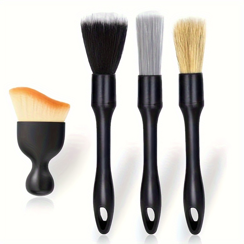 

4-piece Car Detailing Brush Set - Ultra Soft, Scratch-free Cleaning For Interior & Exterior - Ideal For Emblems, Vents, Wheels & Leather Seats