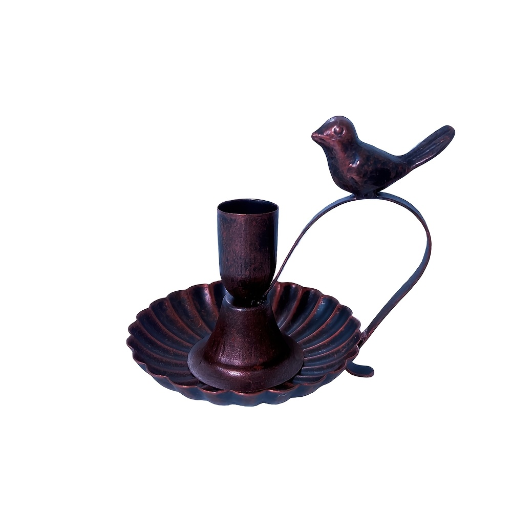 E-shop Vintage Gusseisen Vogelförmiger Kerzenhalter, Schmiedeeiserner Kerzenhalter mit Griff, Geeignet für Spitzkerzen, Rustikaler Teelichthalter,
