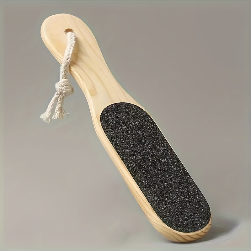 

Dual-sided Foot File With Wooden Handle - 1pc Natural Wood Pumice Stone For Dead Skin Removal, Coarse And Fine Grit Pedicure Tool, Callus Remover With Hanging Rope For Foot Care, Unscented