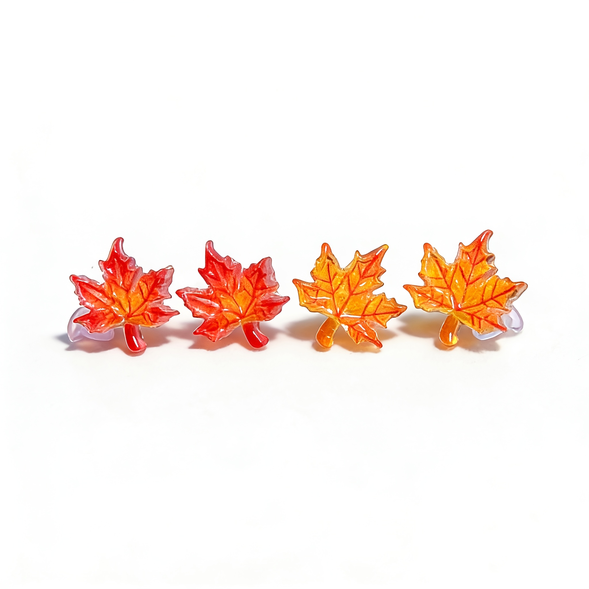 Image of -the-dark Textured Maple Leaf Earrings, Plastic Ear Studs, Hypoallergenic Earrings For Women, Red And Yellow , Rustic Style Unisex Ear Jewelry