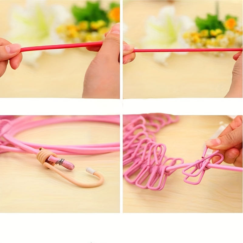 Outdoor Drying Rope With 12 Clothes Clips Creative - Temu