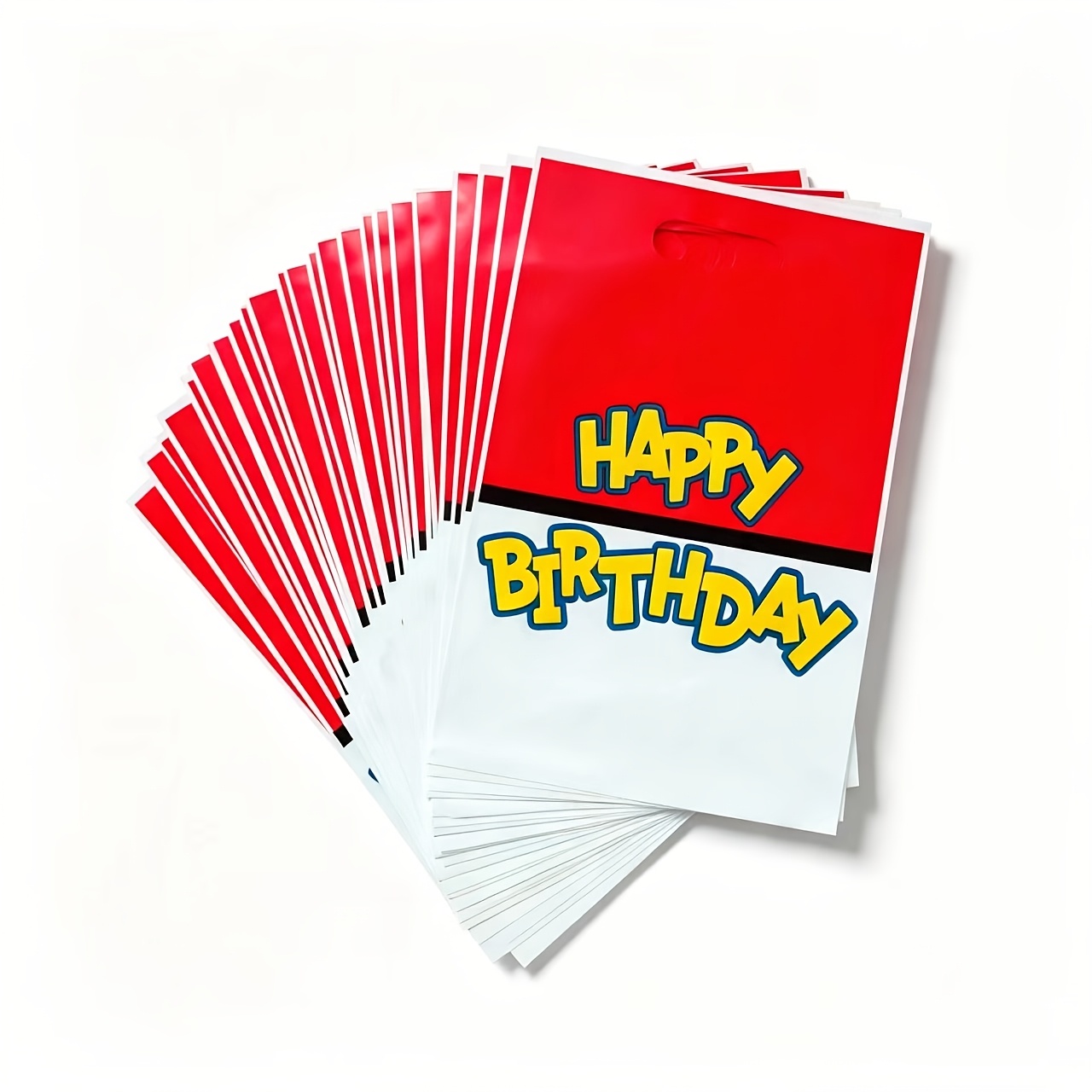 TEMU Birthday-themed Plastic Gift Bag With "happy Birthday" Text, Red And White Handheld Gift Bag, Suitable For Birthday Return Gift Packaging