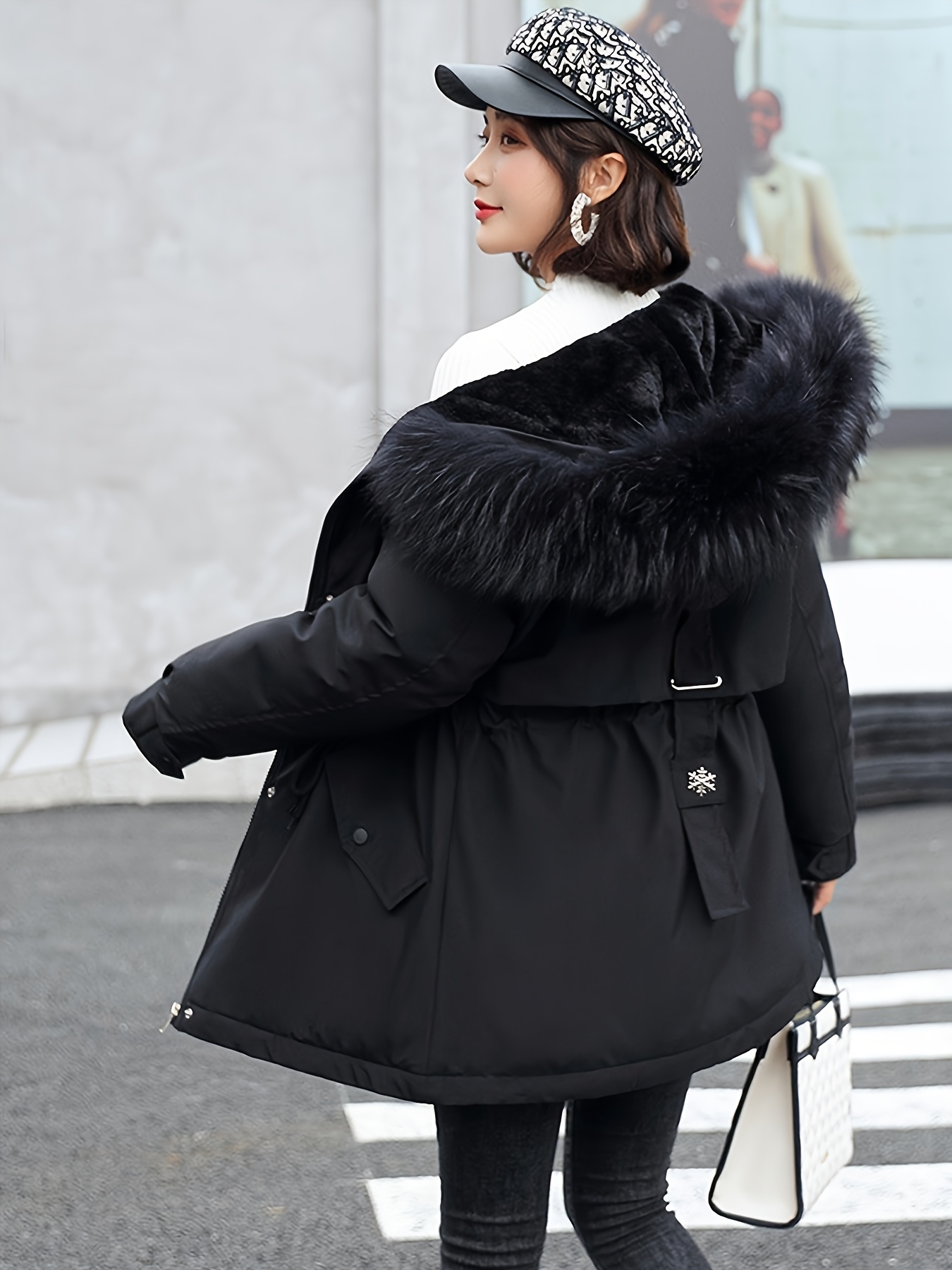 stilvolle damen parka kunstfellkragen kapuze thermische Temu Germany