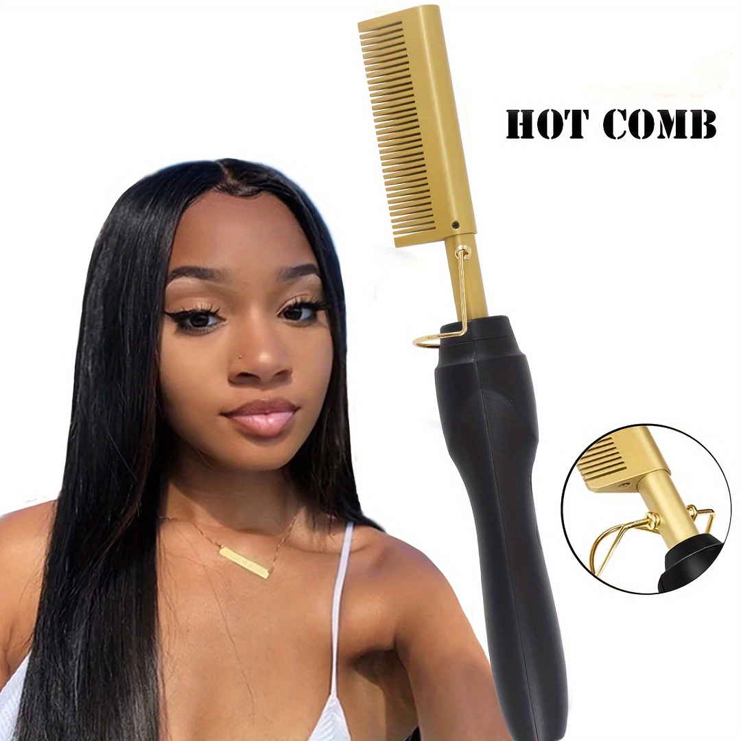 

2 In 1 Electric Heating Comb Hair Straightener Curler, Wet Dry Hair Clip, Straightening Brush Hair Styling Tool