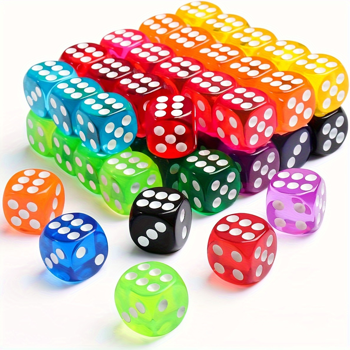 

50pcs Colorful 6-sided Dices For Board Games, 16mm Bulk Dices For Math Learning