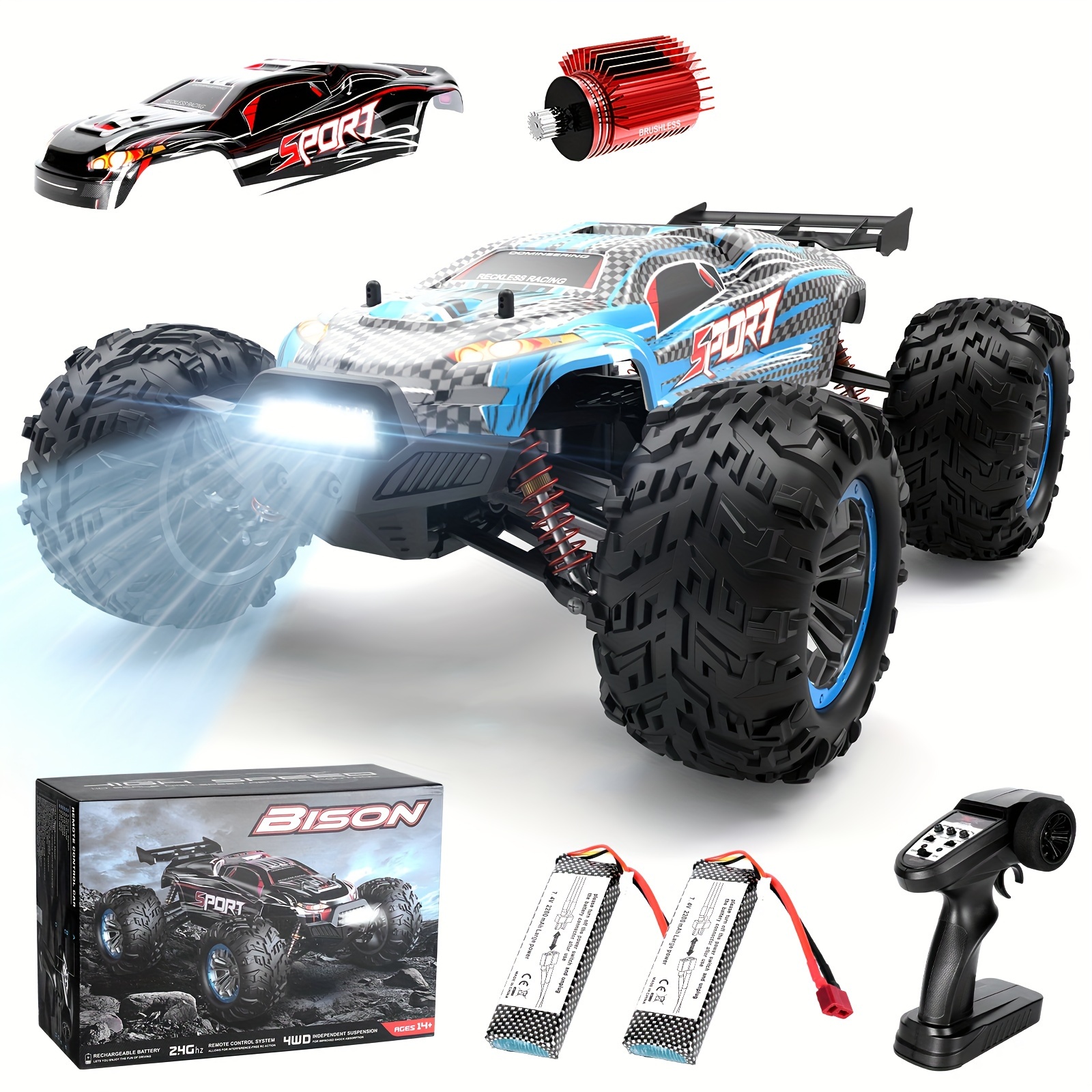 

1:10 Scale 4x4 Off-road Rc Truck - Hobby Grade Brushed Motor Rc Car With 2 Batteries, Fast Remote Control Car For Adults