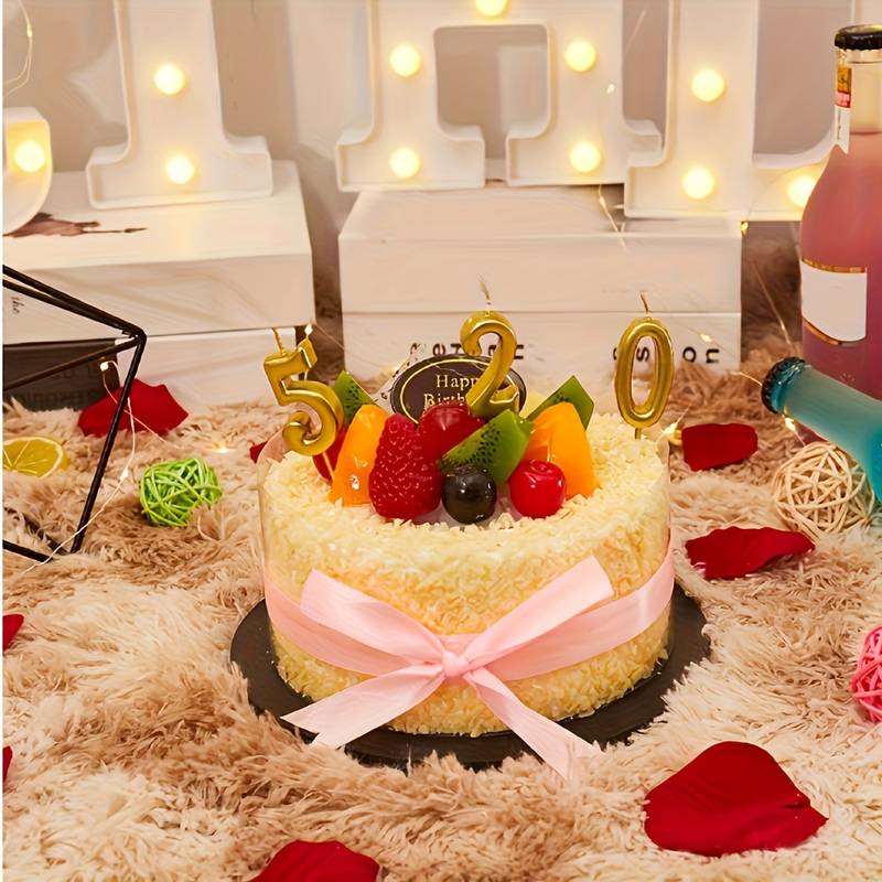 Bougies Chiffre 30 Dorées Pour Anniversaire - Lot De 2 Chiffres (3 Et 0) - 11,5 Cm - Pour Gâteau, Mariage, Fête