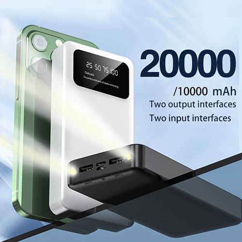 batería externa portátil 20000-10000mah, iluminación led, entrada/ , con pantalla led de energía, cargador portátil para teléfono para dispositivos iphone 15 pro/14max/13/12/ (usb tipo-c), batería de respaldo de energía de emergencia para exteriores, regalo
