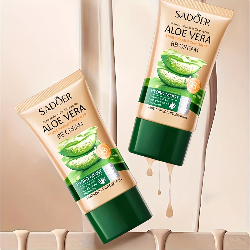 Aloe Vera BB Cream - 1.41oz Moisturizing Concealer Foundation, waterproof, long-lasting, lightweight for all Light Beige types, natural and ivory tones, moisturizing formula with aloe vera extract, aloe Vera gel for the face