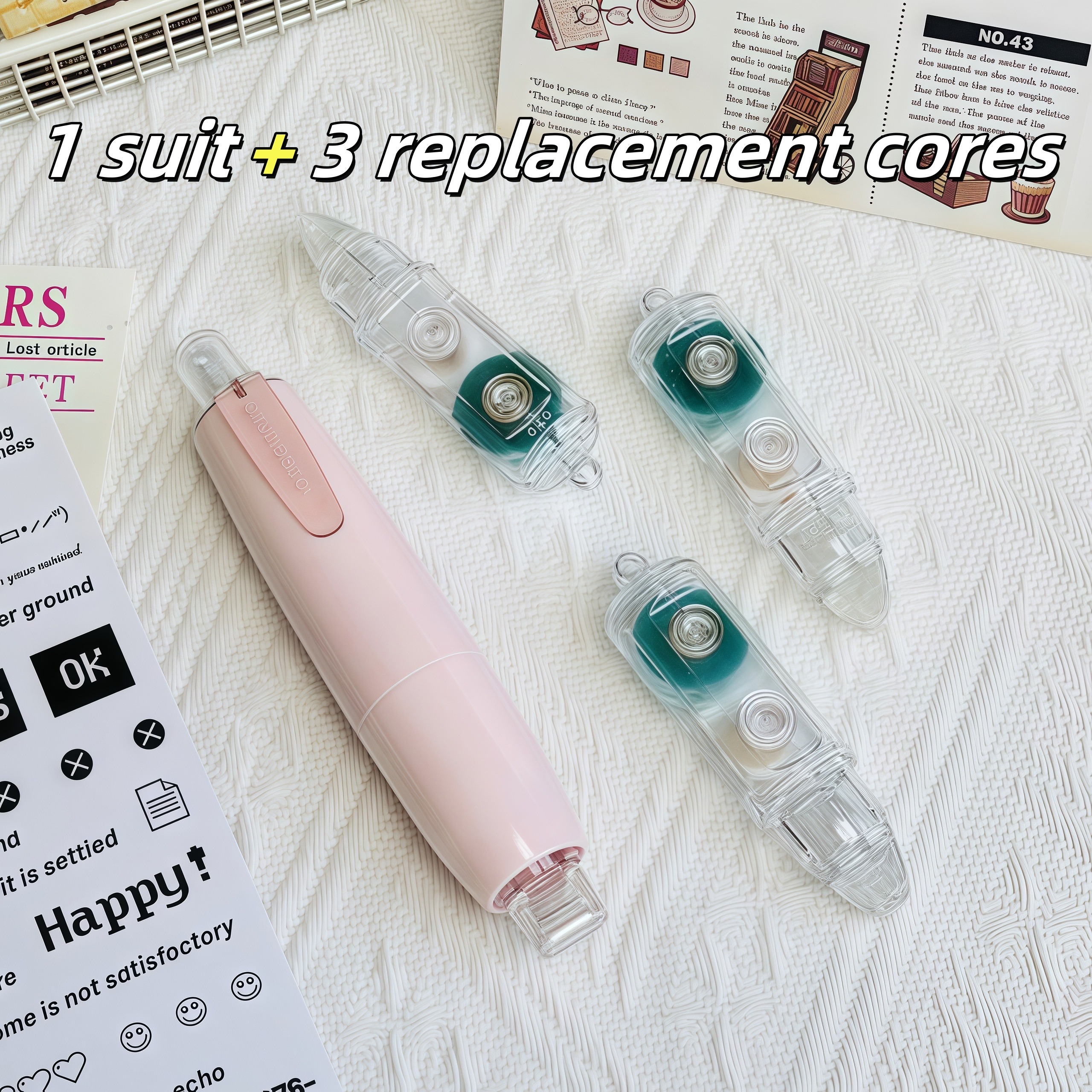 TEMU 4-pack 360 Degree Rotating Double-sided Adhesive Pen - Large Capacity, Seamless Adhesive, Suitable For Scrapbooks, Crafts, Back To School