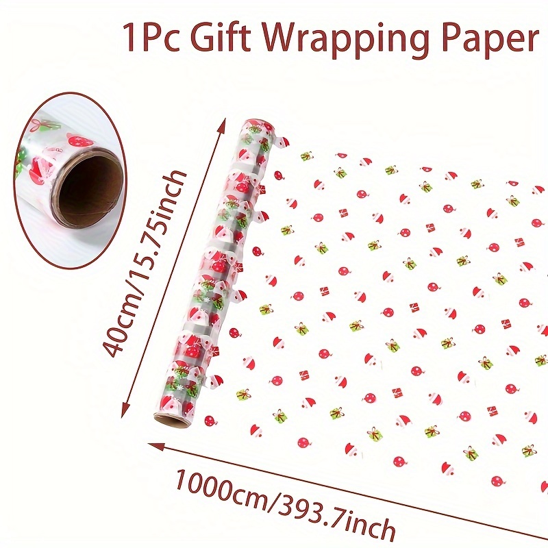 TEMU 10M Przezroczysta do pakowania prezentów z motywami świątecznych płatków śniegu, Świętego Mikołaja i bałwanka - Yuletide Home & Party Decor,