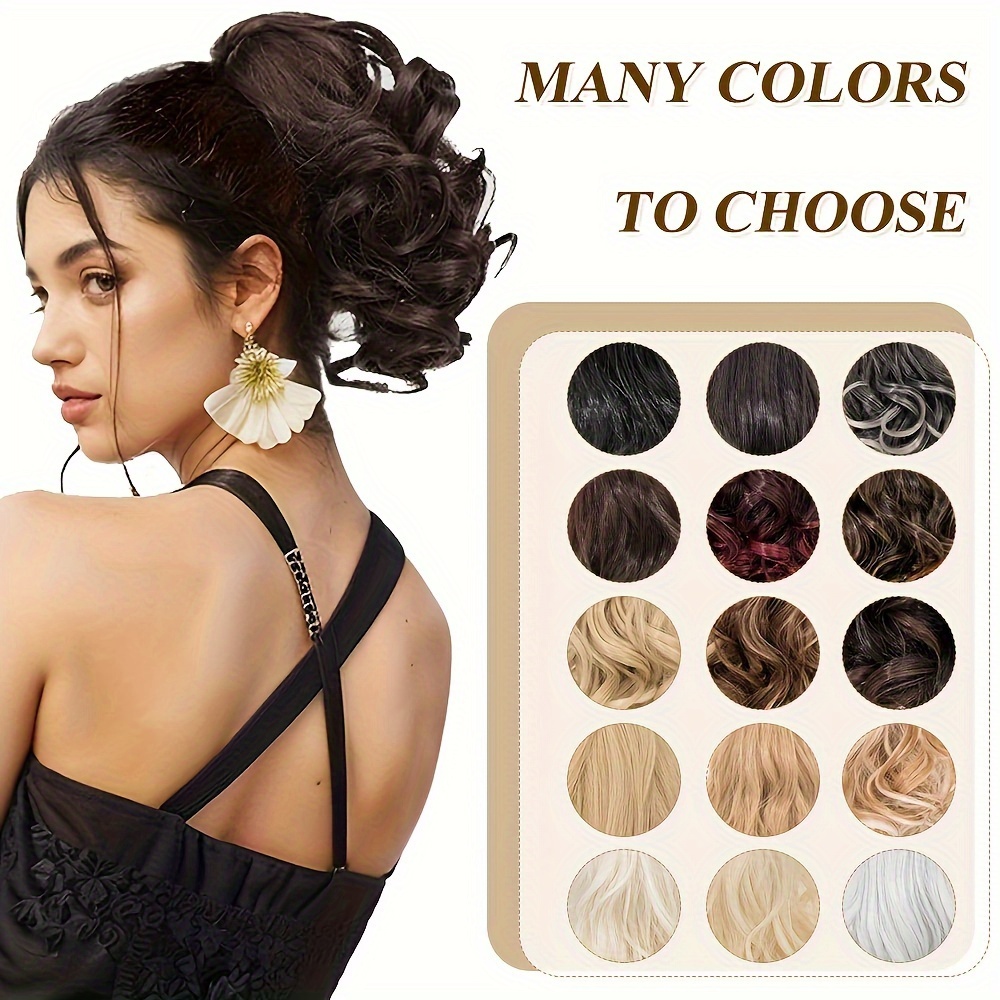 synthetic hair extension clip for ponytail with 14 inch short wavy curls for women details 7
