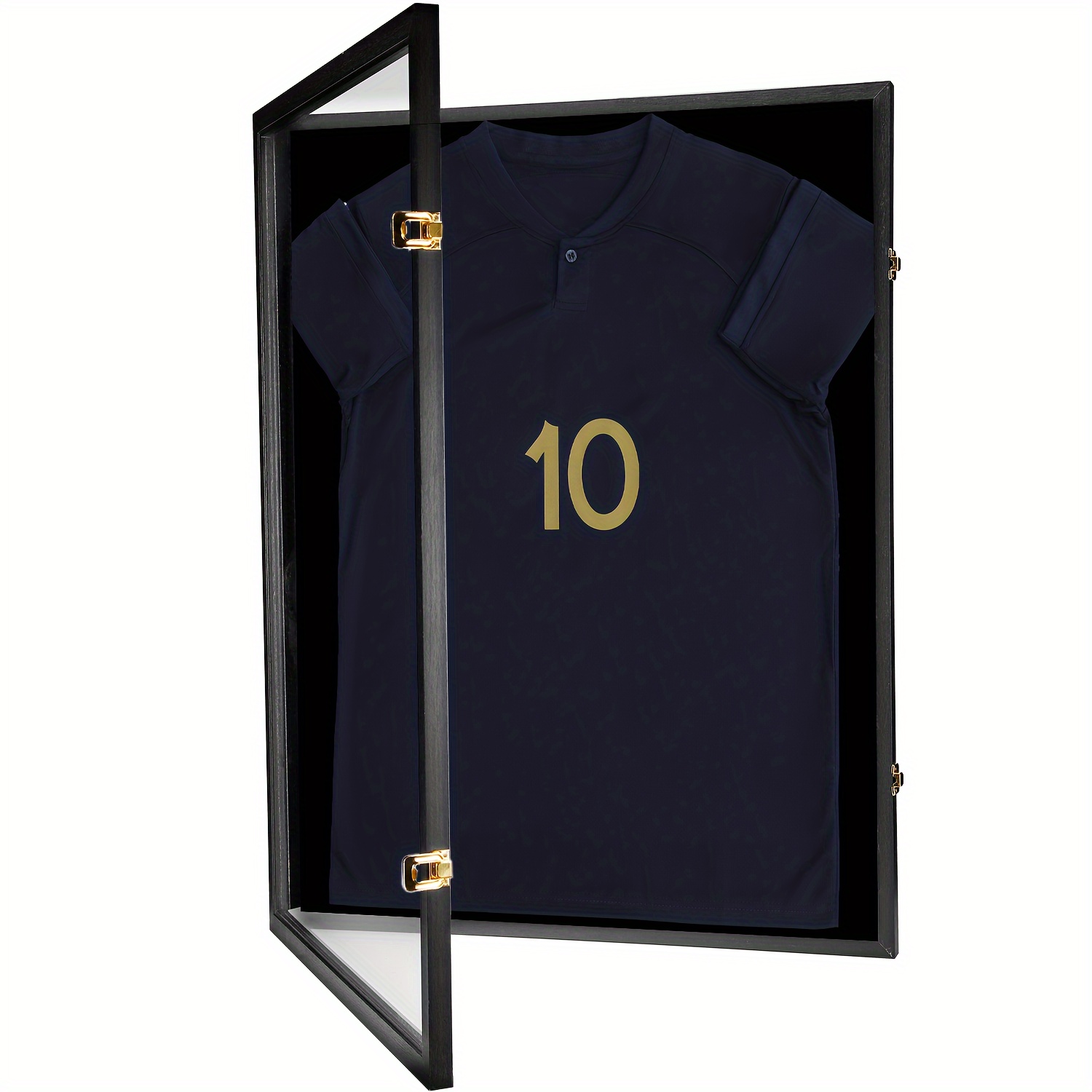 

1pcs Jersey Display Frame Case Lockable Large Shadow Box With 98% Uv Protection Acrylic And Hanger For Baseball Basketball Football Soccer And Uniform Black